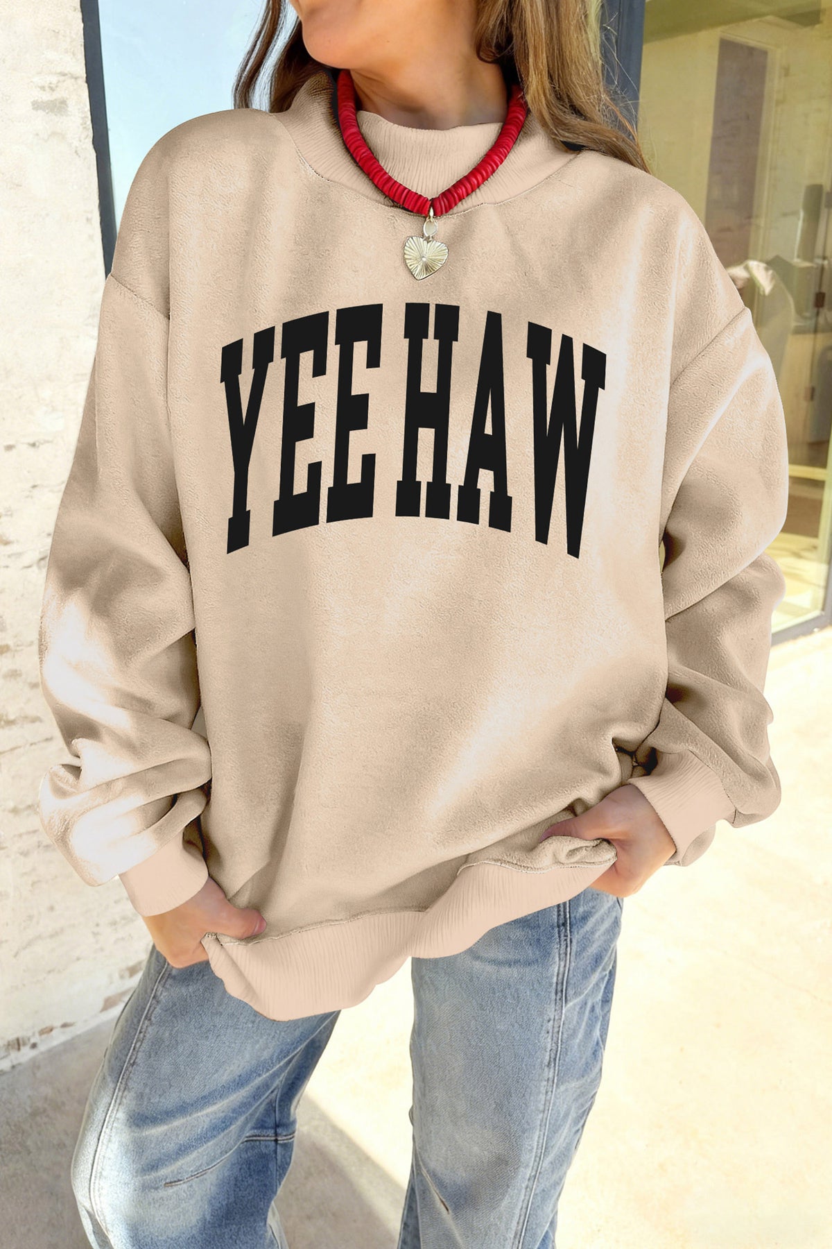 KB Apricot Howdy Yeehaw Reversible Western Sweatshirt - KaleaBoutique.com