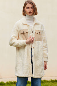 KaleaBoutique Stylish Contrast Flap Pocket Single Breasted Teddy Coat - KaleaBoutique.com