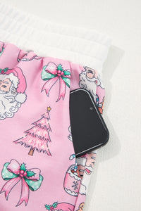 KaleaBoutique Stylish Ho Ho Ho Christmas Fashion Print 2pcs Lounge Short Set - KaleaBoutique.com