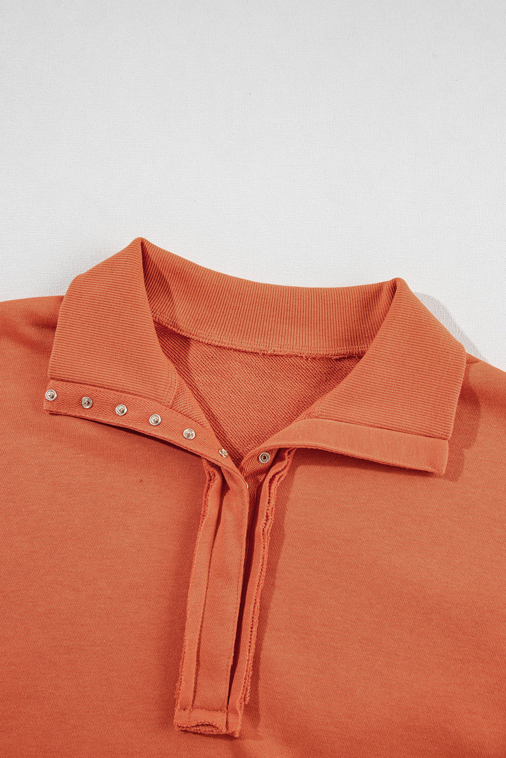 Buttoned Collared Raw Detail High Low Baggy Sweatshirt with Slits - KaleaBoutique.com