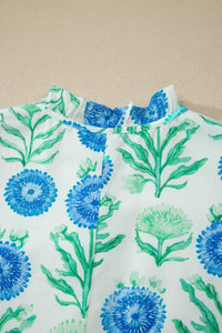 KaleaBoutique Comfortable Floral Print Half Button Frilly Short Sleeve Dress - KaleaBoutique.com