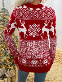 Women's Reindeer and Snowflake Round-Neck Christmas Sweater - KaleaBoutique.com
