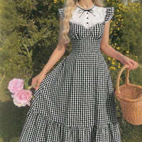 Women's Lace-Yoke Flutter-Sleeve Ruffle-Hem Midi Dress - KaleaBoutique.com