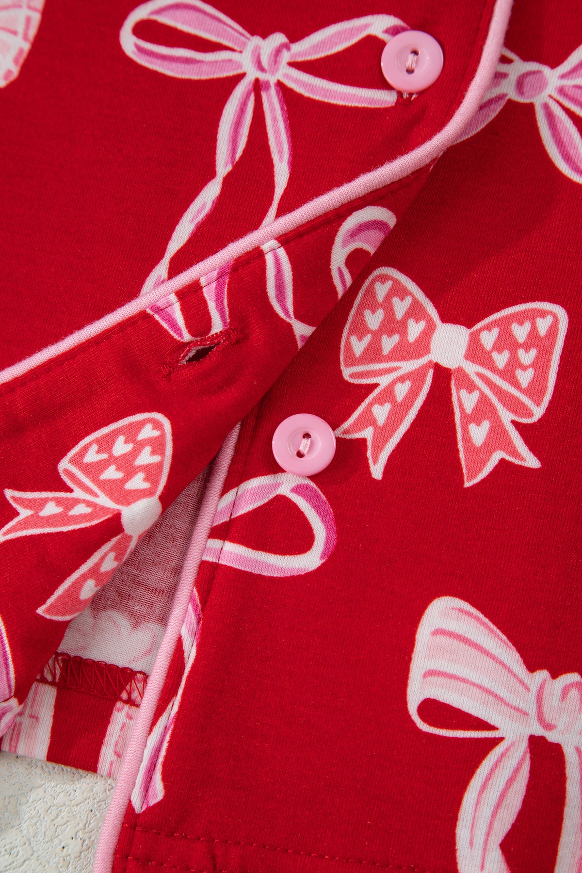 KaleaBoutique Stylish Sweet Bow Print Ruffled Short Sleeve Shirt Shorts 2pcs Pajama Set - KaleaBoutique.com