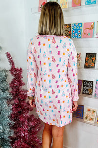 KaleaBoutique Comfortable Christmas Twinkle Tree Print Shirt Sleep Dress - KaleaBoutique.com