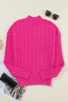 KaleaBoutique Solid Cable Knit High Neck Drop Shoulder Sweater - KaleaBoutique.com