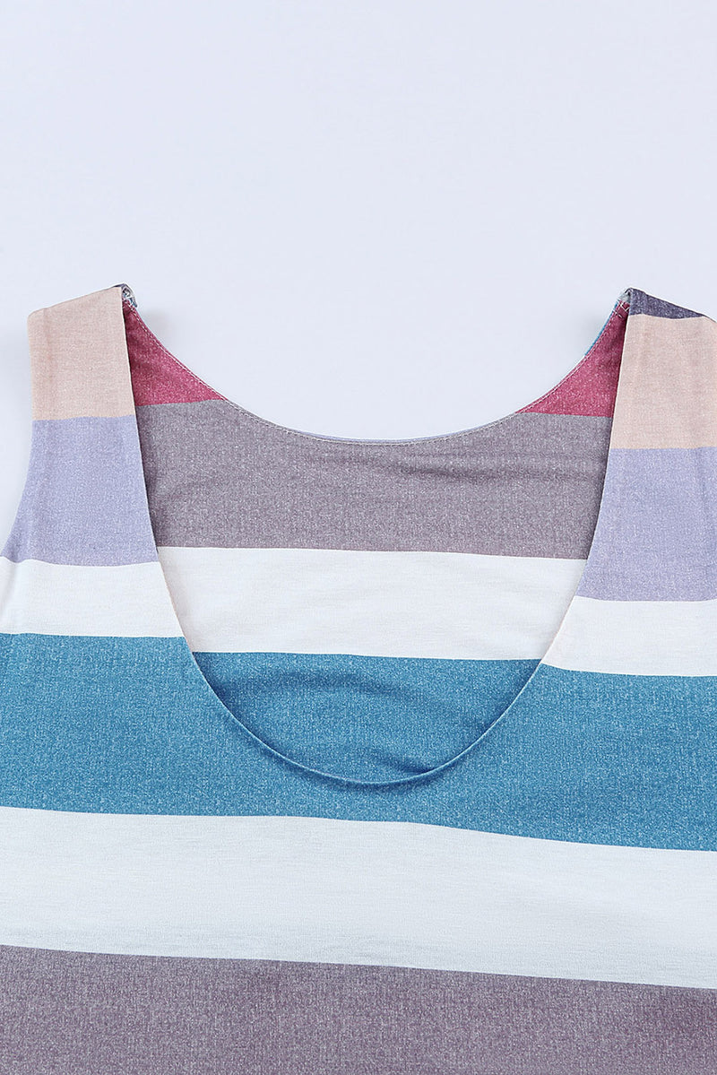 KaleaBoutique Stylish Stripe Print Slit Maxi Tank Top Dress - KaleaBoutique.com