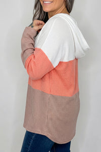 KaleaBoutique Stylish Ribbed Colorblock Hooded Pullover Long Sleeve Top - KaleaBoutique.com