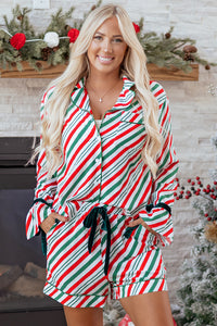 KaleaBoutique Comfortable Contrast Velvet Ribbon Knot Christmas 2pcs Pajama Set - KaleaBoutique.com