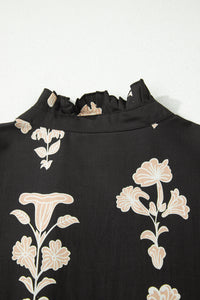 KaleaBoutique Comfortable Frilled V Neck Puff Short Sleeve Floral Mini Dress - KaleaBoutique.com