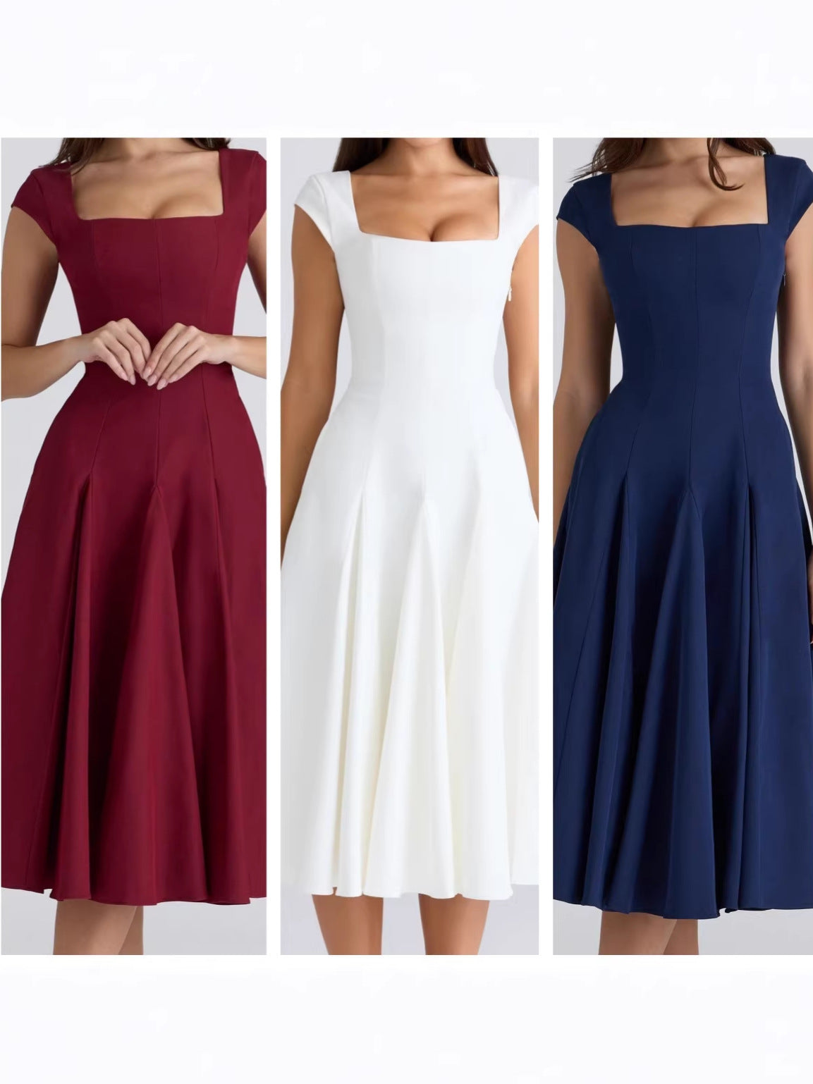 Back-strap Waist-cinching Elegant A-line Dress - KaleaBoutique.com
