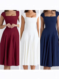 Back-strap Waist-cinching Elegant A-line Dress - KaleaBoutique.com