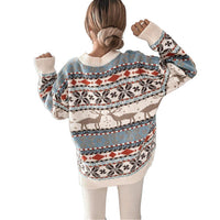 Women's Reindeer Fair Isle Christmas Pullover Sweater - KaleaBoutique.com
