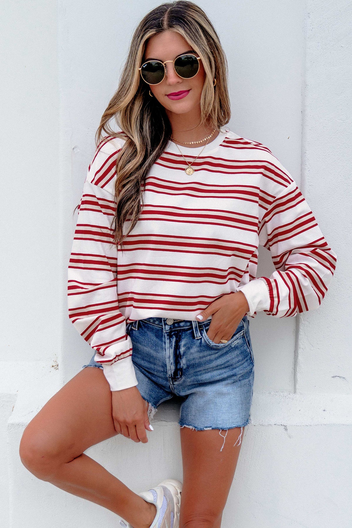 KaleaBoutique Dropped Shoulder Long Sleeve Casual Pullover Top - KaleaBoutique.com
