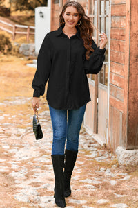 Cable Texture Puff Sleeve Loose Shacket - KaleaBoutique.com
