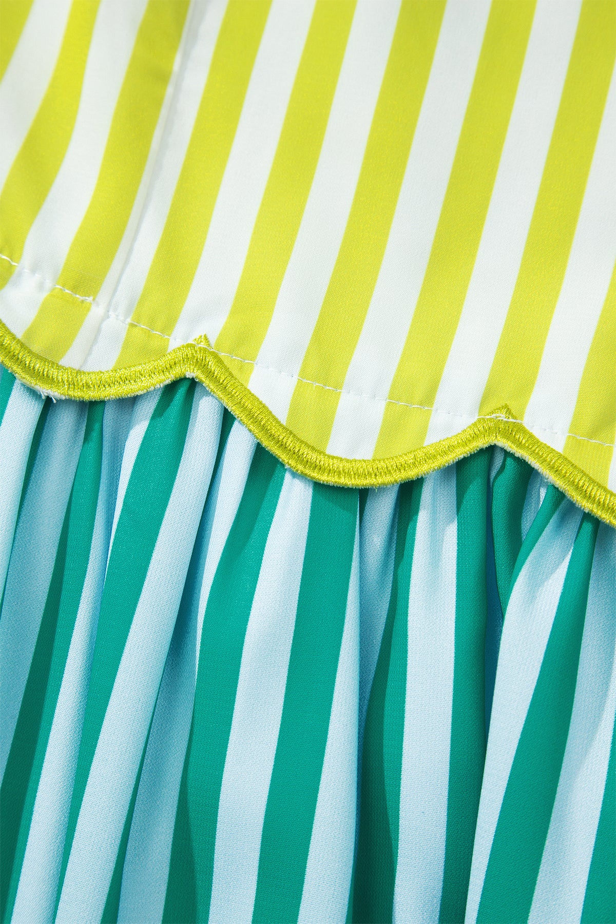 KaleaBoutique Stylish Scalloped Contrast Patchwork Knot Strap Midi Dress - KaleaBoutique.com