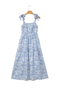 KaleaBoutique Stylish Floral Print Knot Straps High Waist Flared Maxi Dress