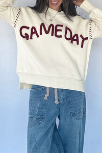 Drop Shoulder Game Day Letter Print Pullover Sweater - KaleaBoutique.com