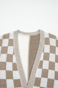 KaleaBoutique Stylish Checkered Open Front Drop Shoulder Cardigan - KaleaBoutique.com