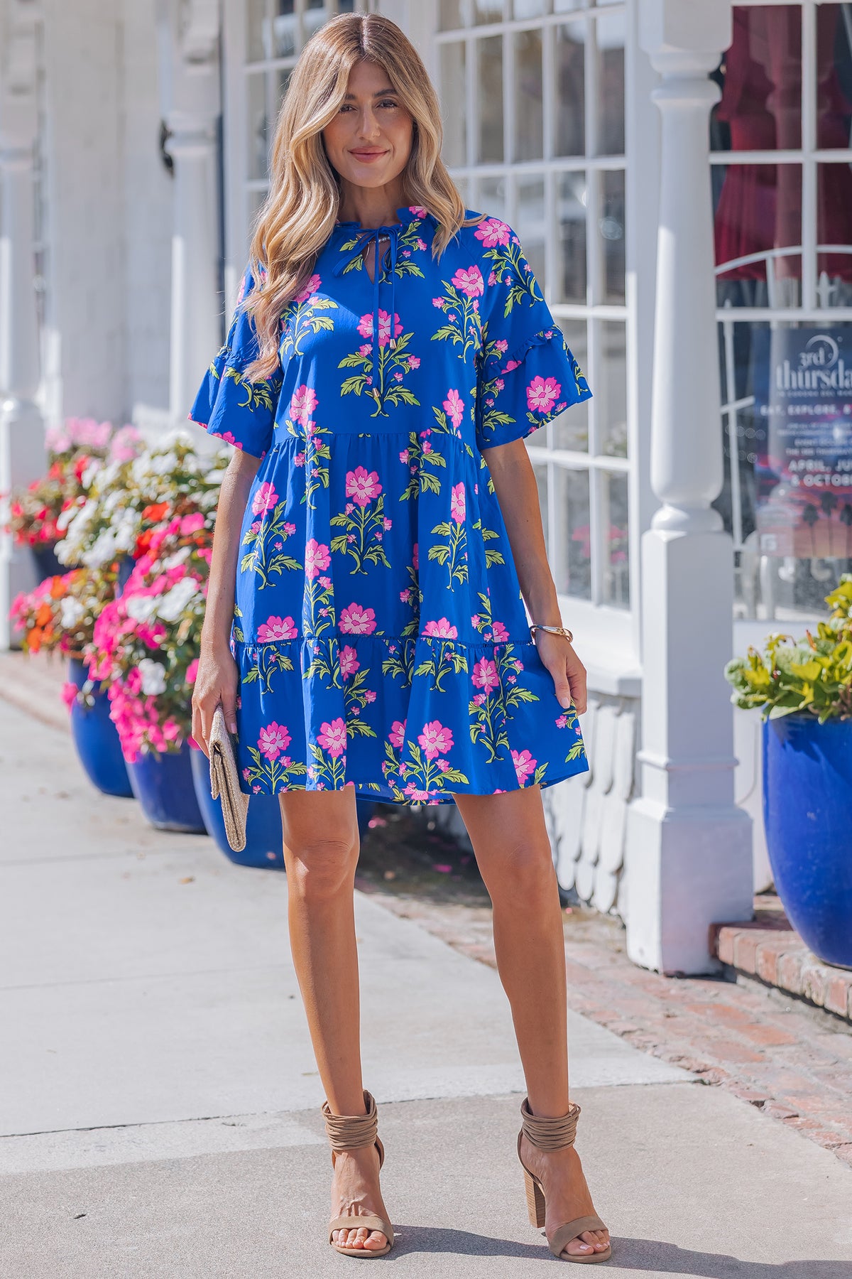 KaleaBoutique Comfortable V Neck Short Sleeve Loose Flower Dress - KaleaBoutique.com