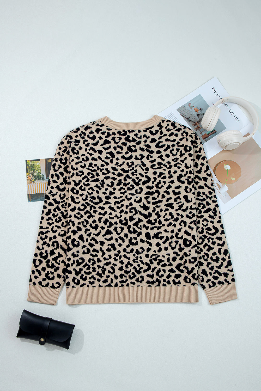 KaleaBoutique Stylish Leopard Drop Shoulder Chunky Knitted Cardigan Sweater - KaleaBoutique.com