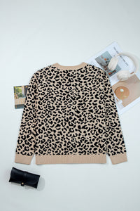 KaleaBoutique Stylish Leopard Drop Shoulder Chunky Knitted Cardigan Sweater - KaleaBoutique.com