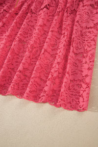 KaleaBoutique Stylish Floral Lace Overlay Zip Up V Neck Smocked Waist Sleeveless Dress - KaleaBoutique.com