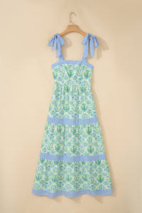 KaleaBoutique Stylish Geometric Floral Print Striped Patchwork Detail Sleeveless Dress（Runs Small ） - KaleaBoutique.com