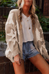 KaleBoutique Stylish Sherpa Star Pattern Textured Sweater Cardigan with Pockets - KaleaBoutique.com