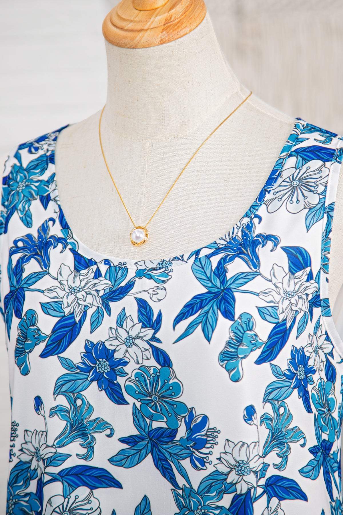 KaleaBoutique Stylish Floral Print U Neck Sleeveless Striped Ruffle Hem Patchwork Dress - KaleaBoutique.com