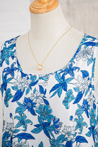 KaleaBoutique Stylish Floral Print U Neck Sleeveless Striped Ruffle Hem Patchwork Dress - KaleaBoutique.com