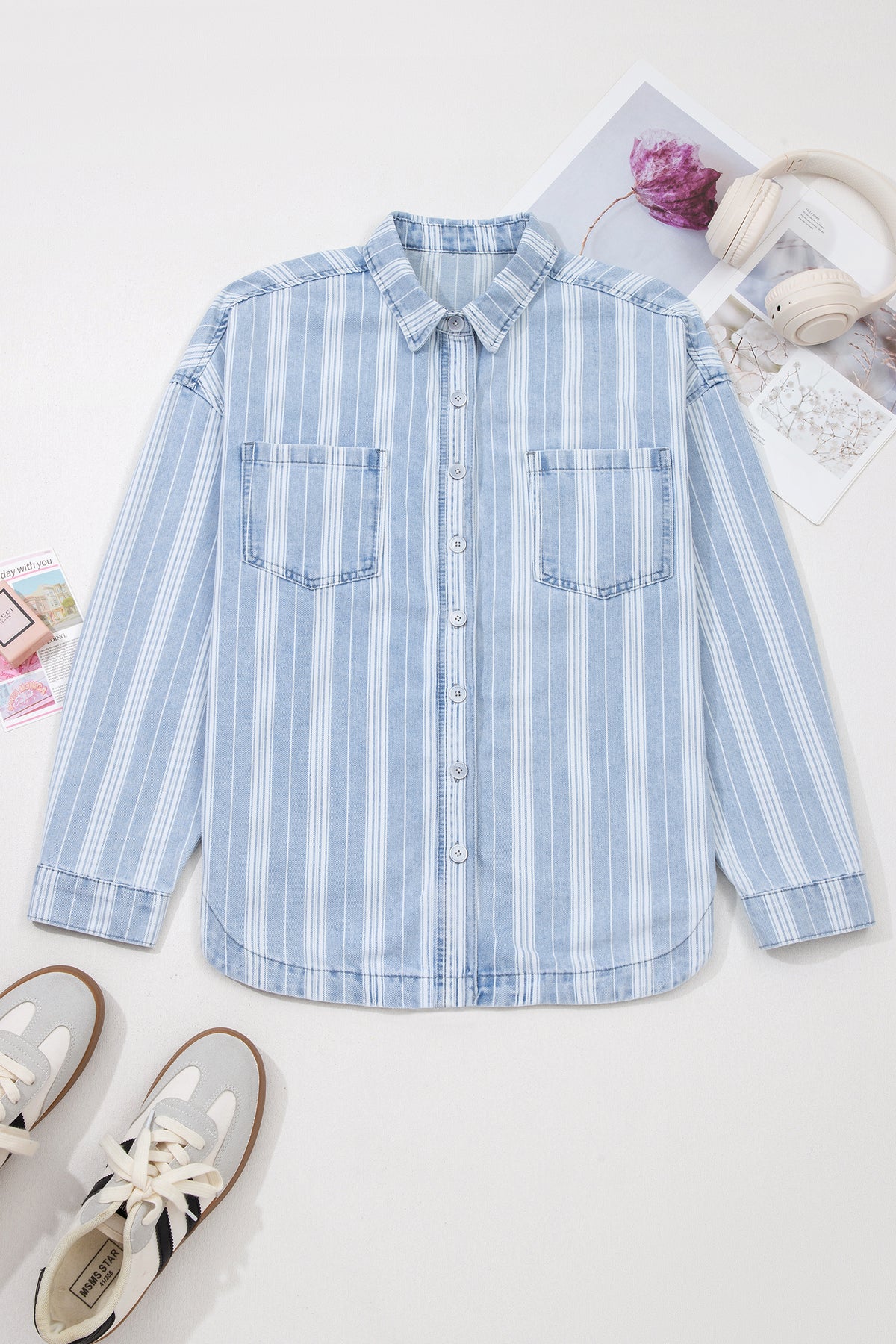 Boyfriend Chest Pocket Classic Denim Shacket - KaleaBoutique.com