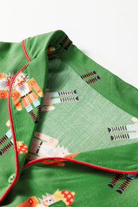 KaleaBoutique Stylish Christmas Candy Contrast Trim Bow Knot Silky 2pcs Pajama Set