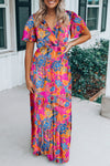 KaleaBoutique Wrap V Neck Floral Maxi Dress - KaleaBoutique.com