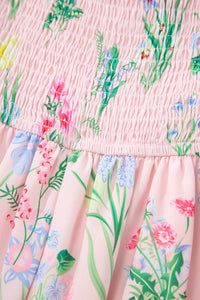 KaleaBoutique Stylish Floral Print Contrast Trim Self-tie Straps High Waist Midi Dress - KaleaBoutique.com