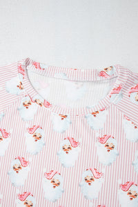 KaleaBoutique Comfortable Santa Claus Striped Print Loose Fit Two Piece Lounge Set - KaleaBoutique.com