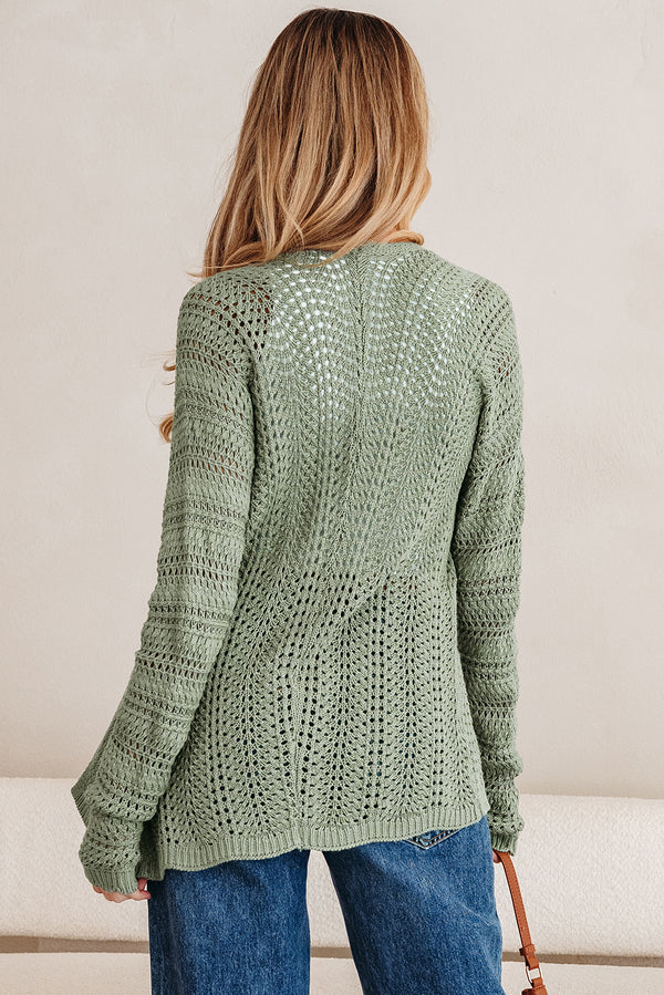 KaleaBoutique Stylish Scalloped Edge Eyelet Knit Batwing Sleeve Cardigan - KaleaBoutique.com