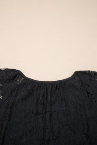 KaleaBoutique Comfortable Floral Lace Overlay Tassel Tie Short Sleeve Beach Vacation Loose Maxi Dress - KaleaBoutique.com