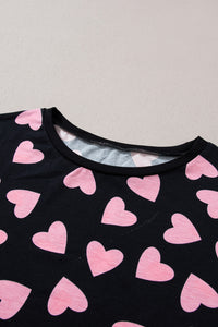 KaleaBoutique Stylish Valentine Heart Shape Print Long Sleeve Top Shorts Lounge Set - KaleaBoutique.com
