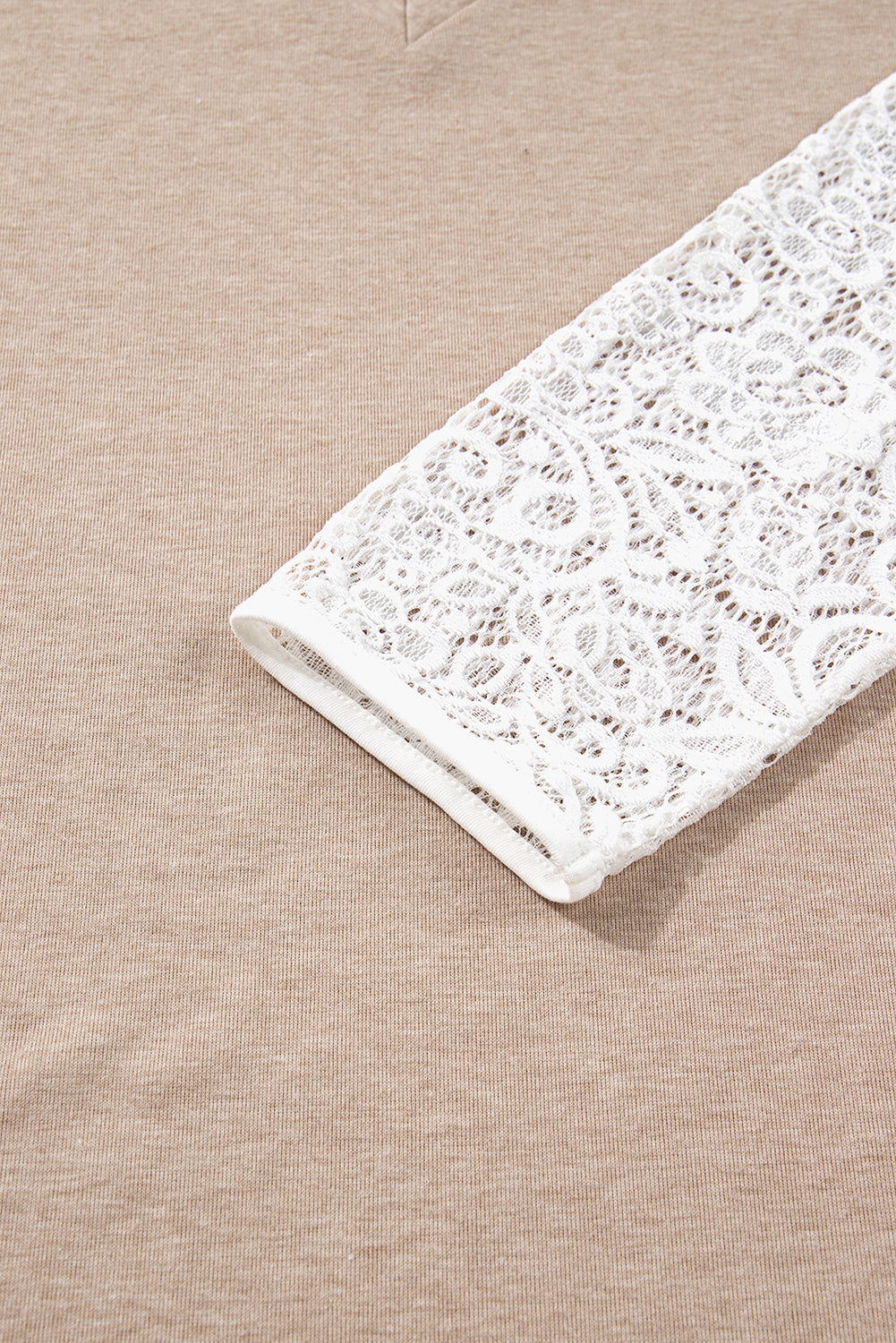 KaleaBoutique Stylish V Neck Contrast Lace Patchwork Long Sleeve Top - KaleaBoutique.com