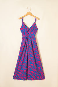 KaleaBoutique Stylish Floral Print Twisted V Neck Tied Backless Maxi Dress - KaleaBoutique.com