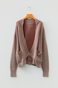 KaleaBoutique Stylish Mineral Wash Exposed Seam Patchwork Knit Open Sweater Cardigan - KaleaBoutique.com