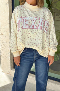 KaleaBoutique Stylish Floral Print Stand Neck Long Sleeve Slogan Sweatshirt - KaleaBoutique.com