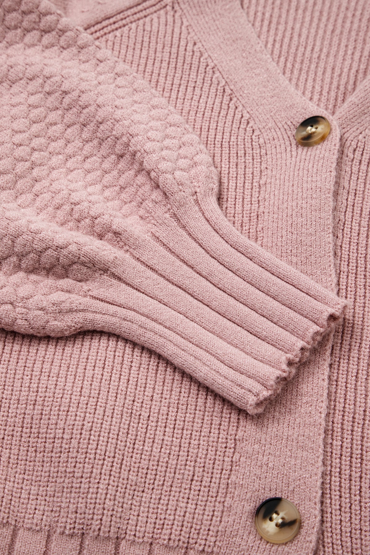 KaleaBoutique Comfortable Mixed Texture Knit Button V Neck Sweater Cardigan - KaleaBoutique.com