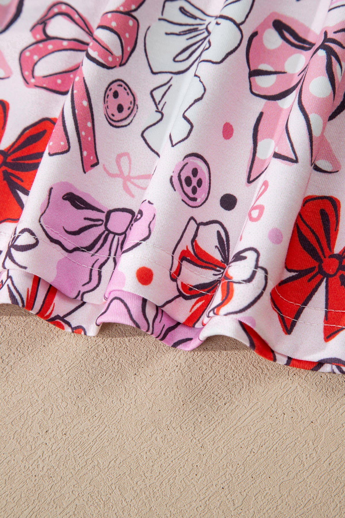 KaleaBoutique Stylish Cute Ribbon Bows Printed 2pcs Short Pajama Set - KaleaBoutique.com