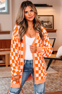 KaleaBoutique Stylish Checkered Open Front Drop Shoulder Cardigan - KaleaBoutique.com