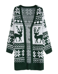 Women's Reindeer and Snowflake Longline Open-Front Cardigan - KaleaBoutique.com