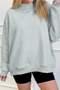 Solid Color Oversized Mock Neck Sweatshirt - KaleaBoutique.com