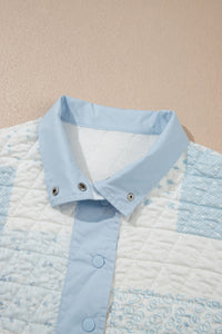 Floral Quilted Half Button Pocketed Pullover Sweatshirt - KaleaBoutique.com