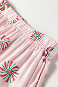 KaleaBoutique Comfortable Christmas Candy Contrast Trim Bow Knot Silky 2pcs Pajama Set - KaleaBoutique.com